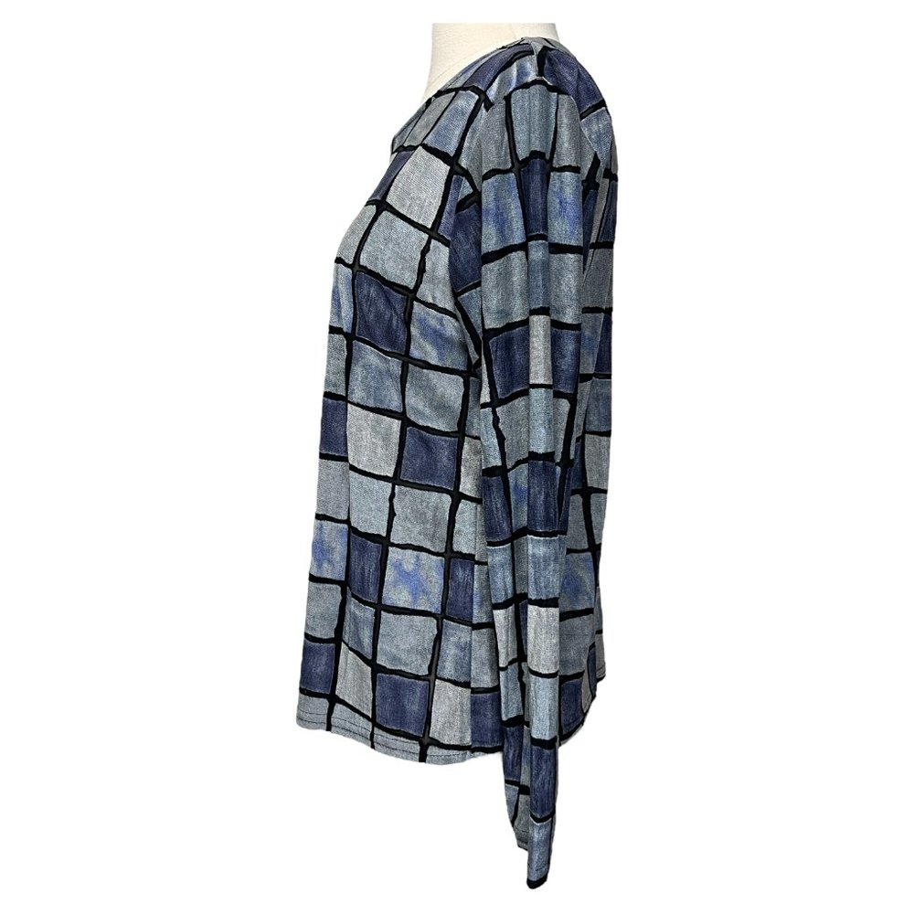 Devore Top With Multicolor Blue Squares - image 3